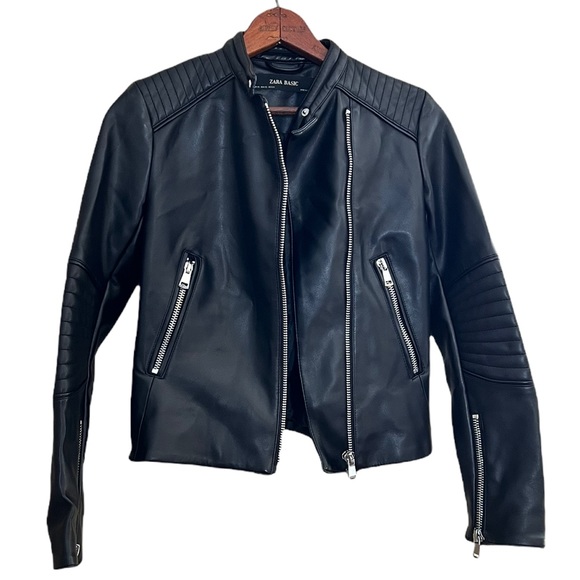 Zara Jackets & Blazers - Zara Basic Faux Leather Fully Lined Moto Jacket